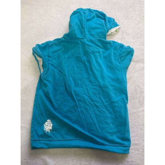 Zoo York Blue Short Sleeve Hoodie with Skull Print Lining - Picture 7 of 7